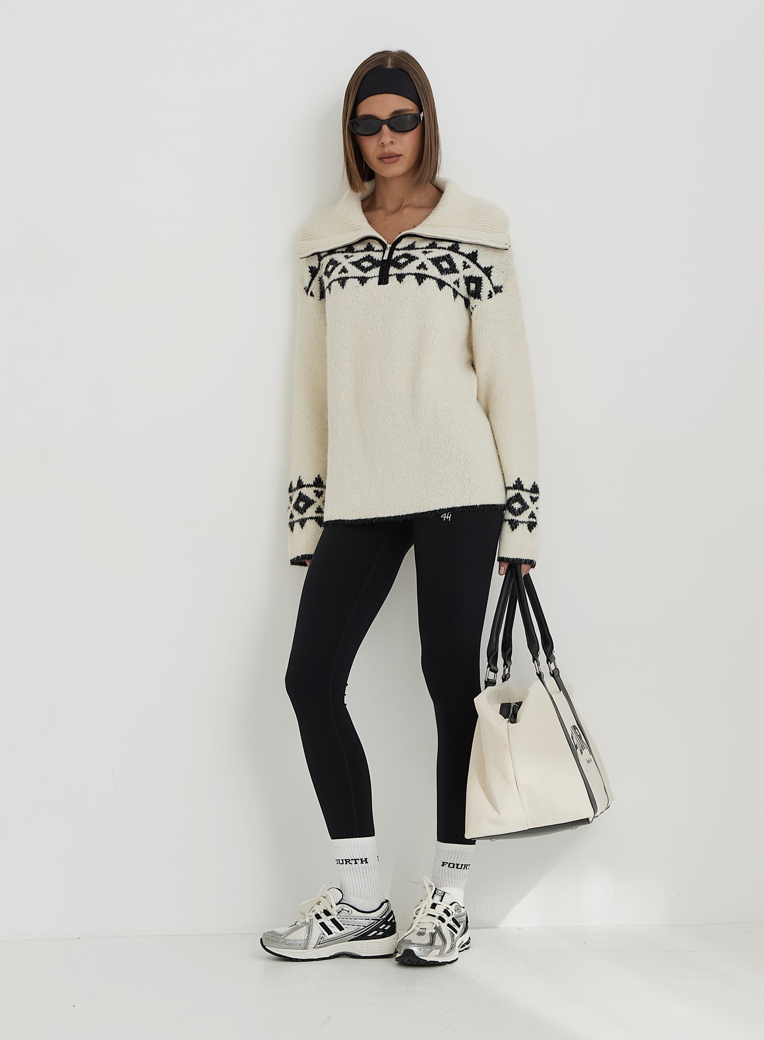 Cream Fairisle Knitted Half Zip Jumper